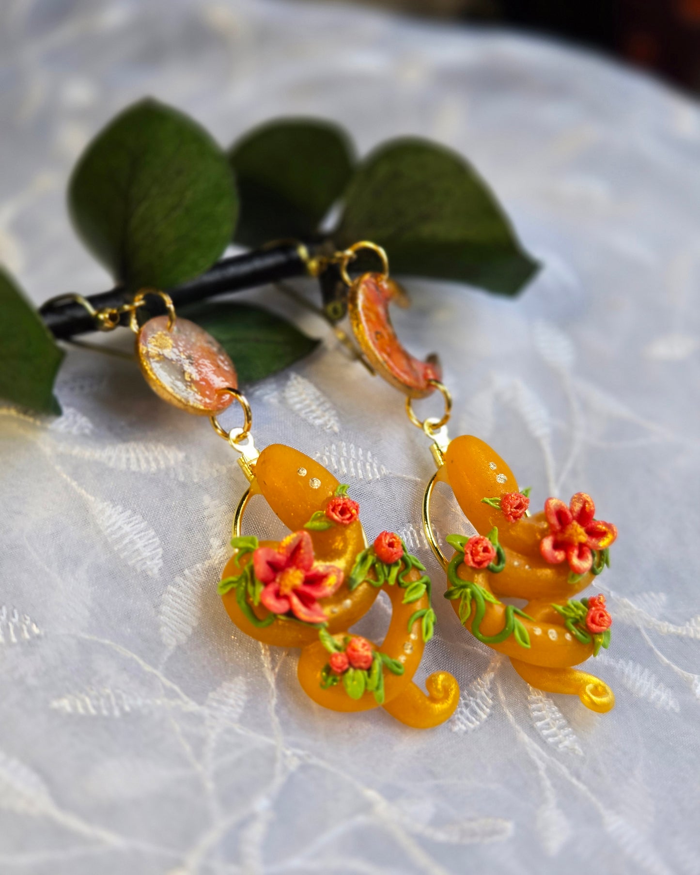 Ēostre Sun and Moon Snakes Earrings