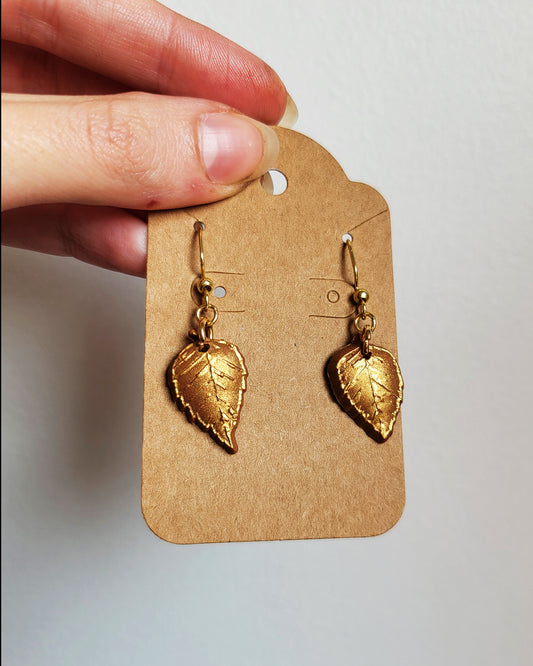 Gold Birch Leaves Earrings